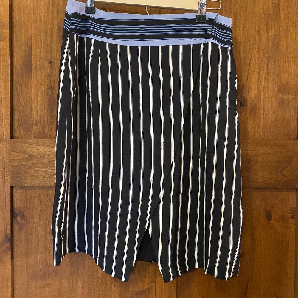 LOFT Blue Stripe Asymmetrical Skirt
